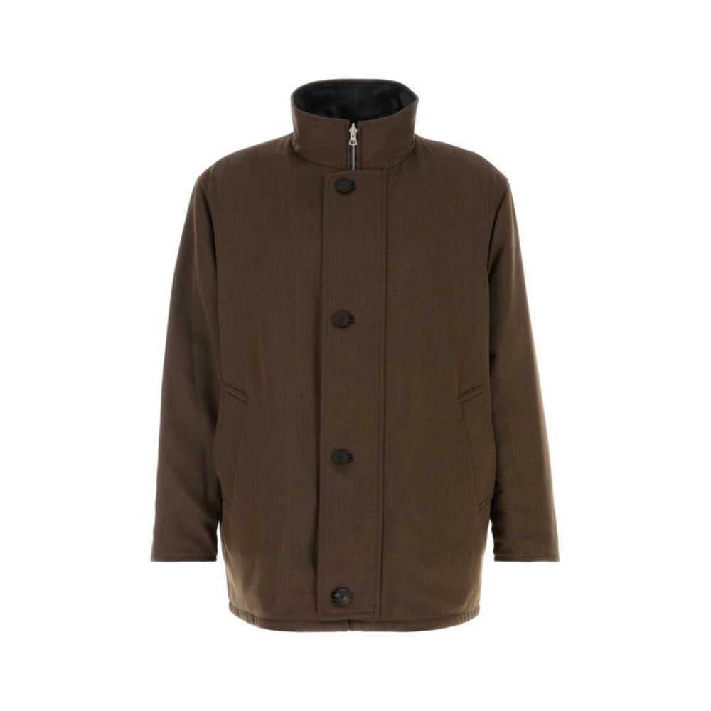 Auralee Men Brown Twill Reversible Jacket